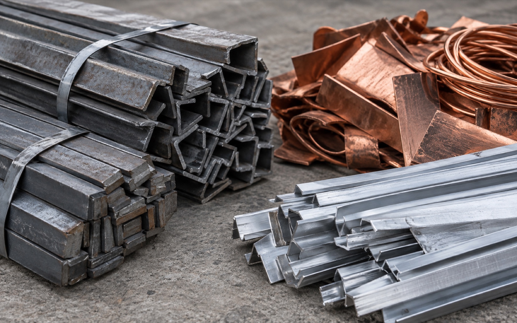 Sorted ferrous and non-ferrous recyclable metals